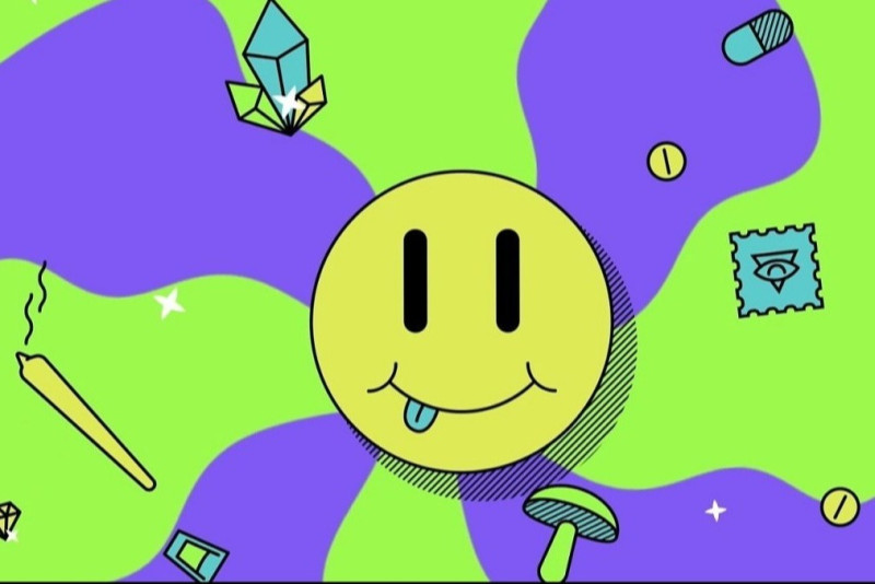 Verschiedene Substanzen kreisen um ein Smiley